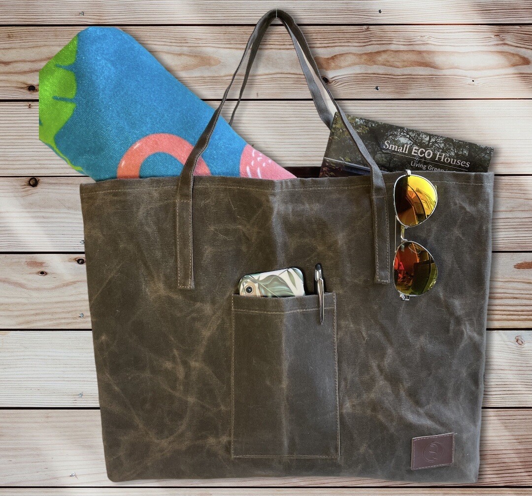 Waxed Canvas Tote Bag, Grocery Shopping, Market bag, Strong Materials for women