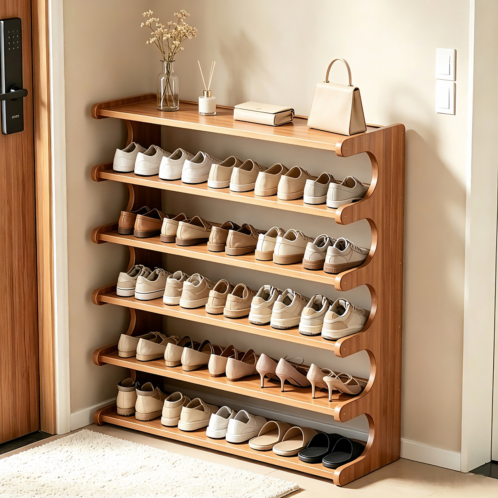 Bamboo Shoe Rack Easy To Assemble Space-Saving Shoe Storage Multi-tier XJ6-80 Us