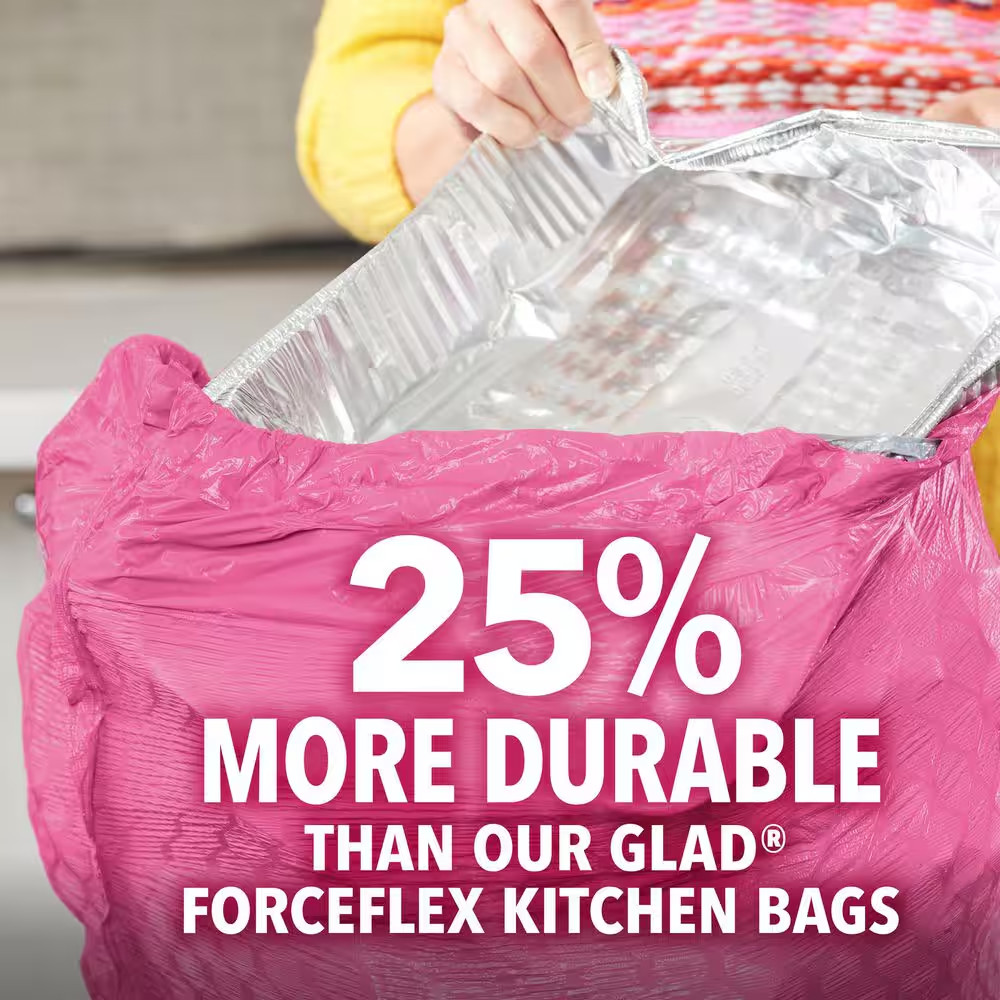 13 Gal. Forceflex Maxstrength Tall Kitchen Drawstring Cherry Blossom with Febrez