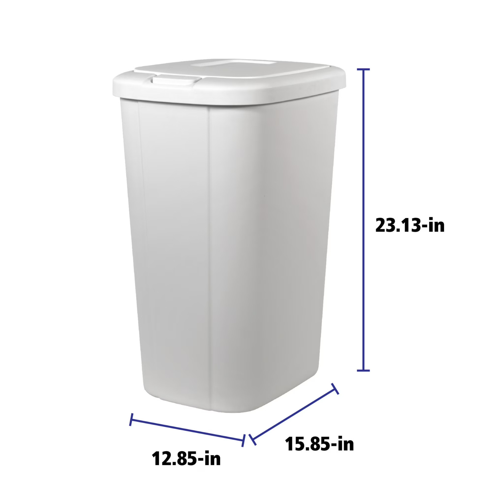 Hefty 13.3 Gallon Kitchen Trash Can with Touch Top Lid, White
