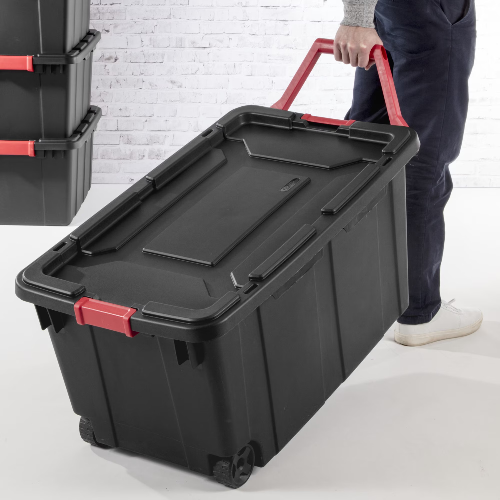 (2 Pack) Sterilite Extra-Large Wheeled Industrial Storage Bin, 40 Gallon