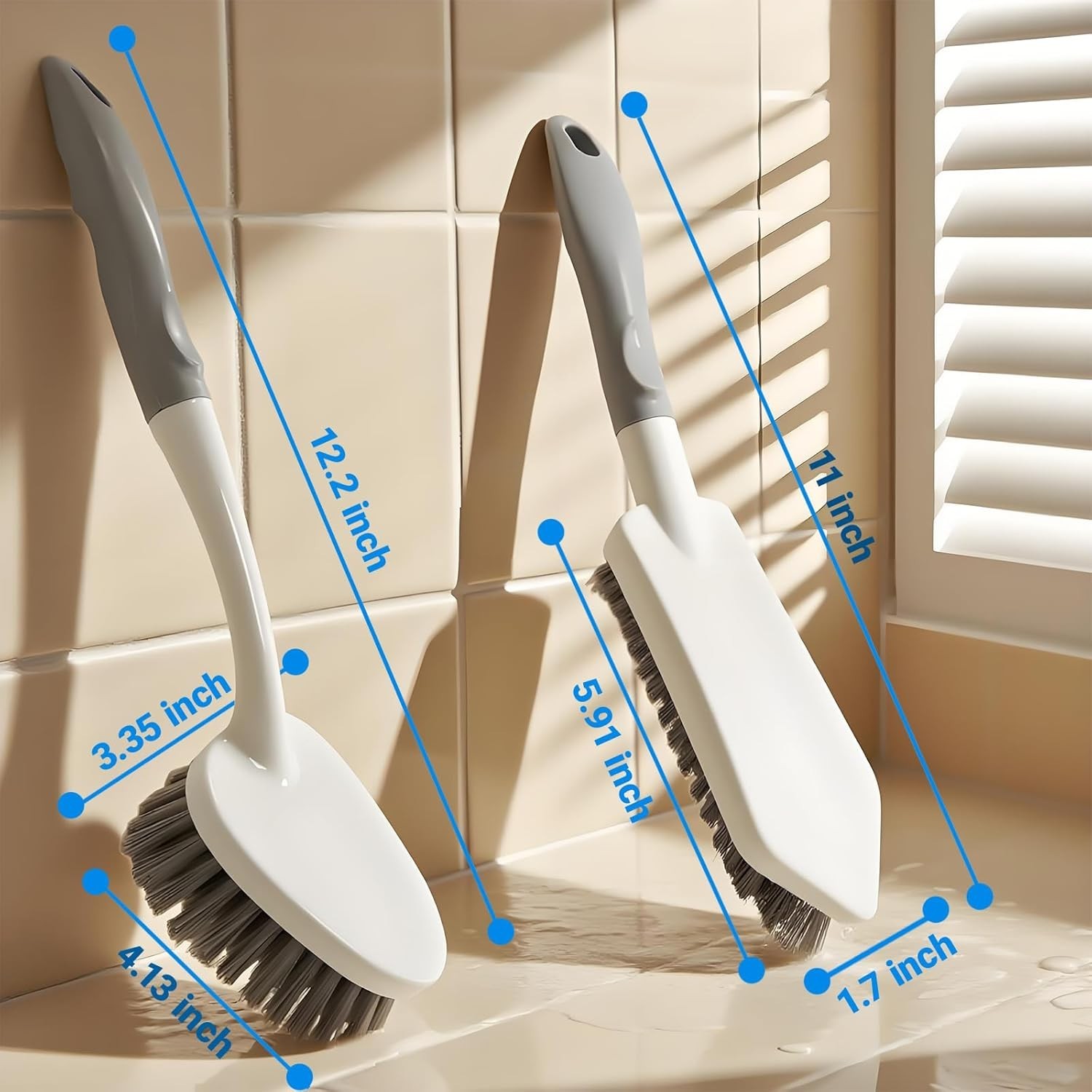 2 Pack Heavy Duty Scrub Brush Set with Hard Bristle, Cleaning Brush Designed …
