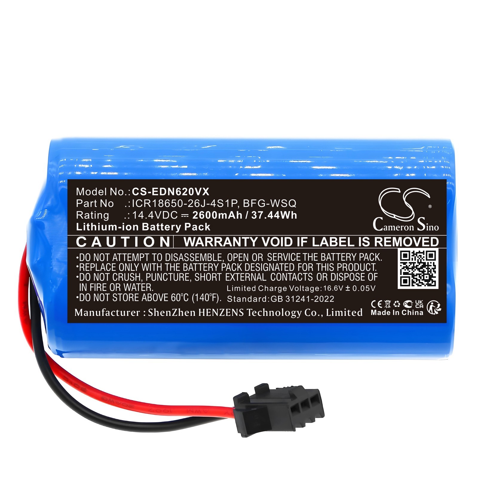 BATTERIE 2600mAh ICR18650-26J-4S1P BFG-WSQ For Polaris PVCR-1126W, PVCR-1226