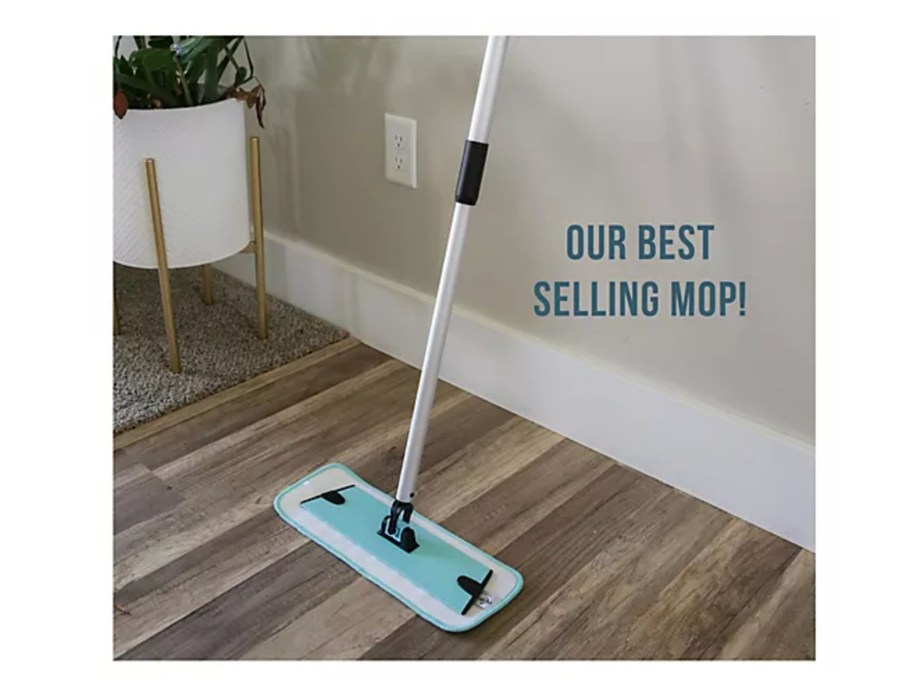 Don Aslett 12″ Aluminum Mop with 2 Microfiber Mop Pads Aqua