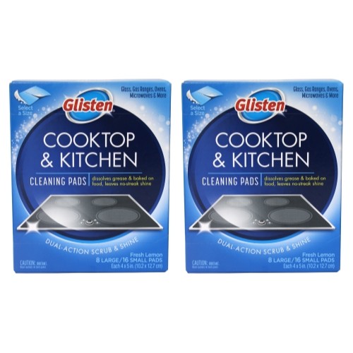 Glisten Cooktop & Kitchen Cleaning Pads, 8 Large/16 Small Pads (2 Pack)