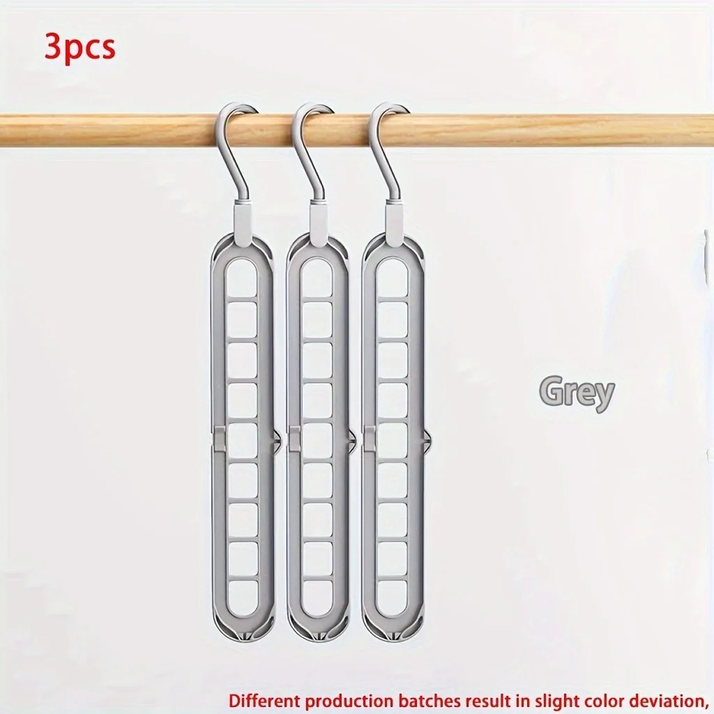 3PCS 9 Hole Closet Organizer Rack Space Saving Hangers for Shirts Suits New