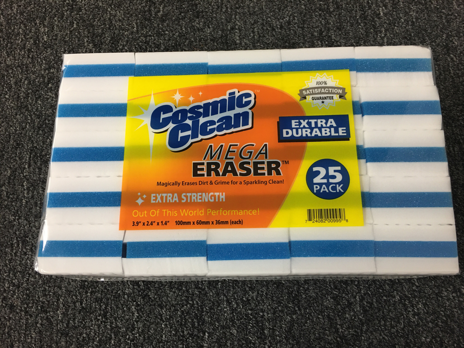 Cosmic Clean Mega Eraser Extra Durable Compressed 25 Pack Melamine Sponge