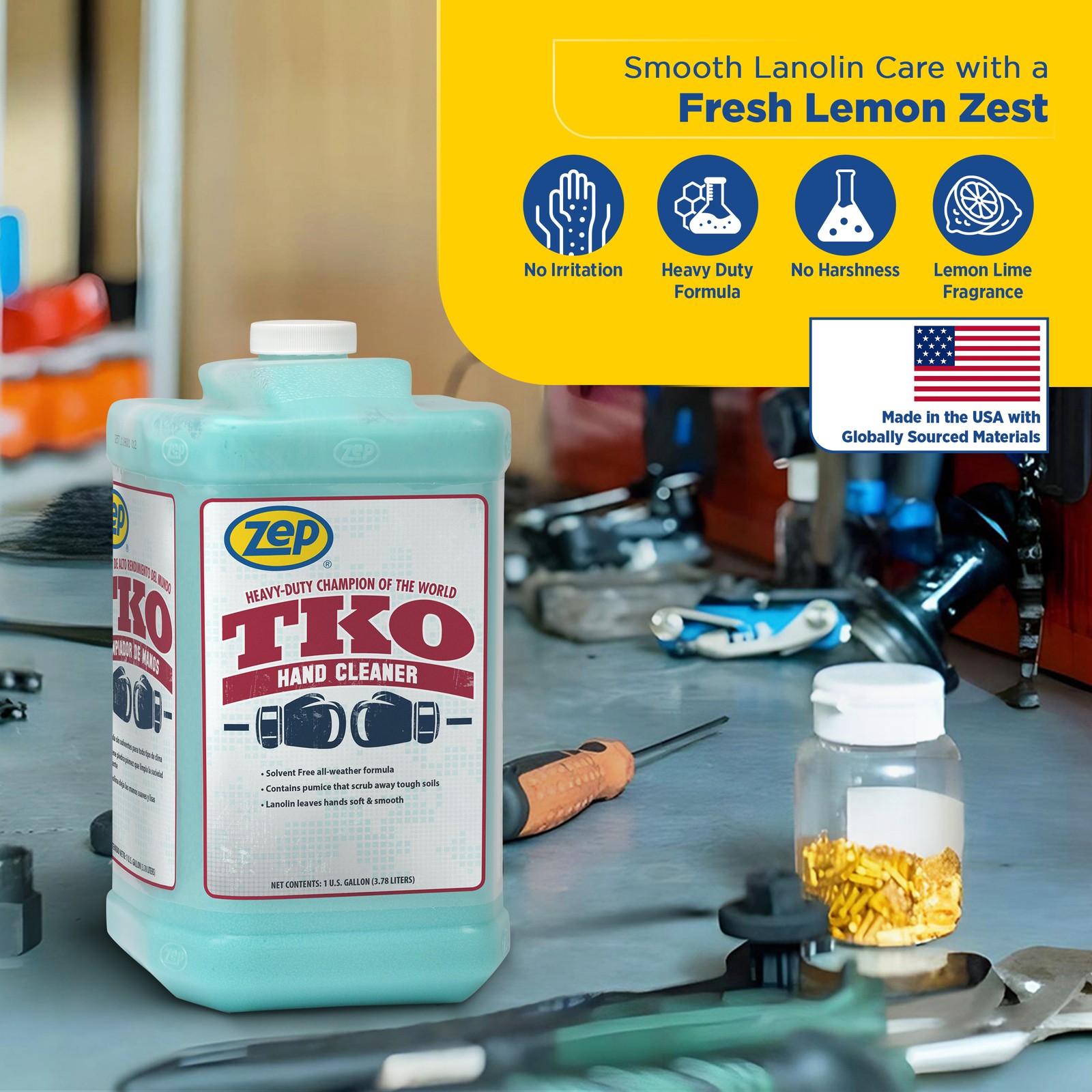 Zep TKO Heavy-Duty Industrial Hand Cleaner – 1 Gallon (Case of 2) – ECR548242