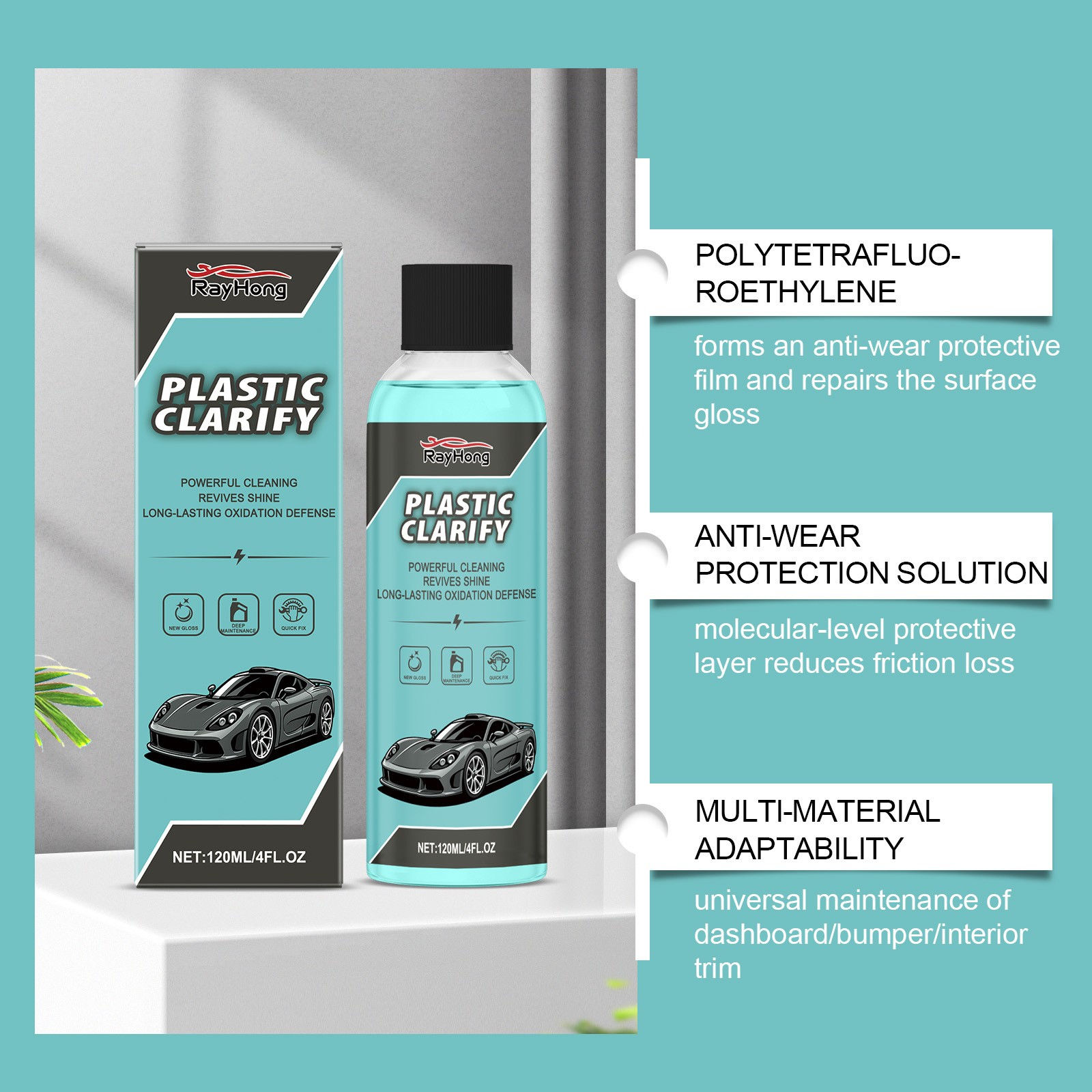 Plastic Clarify,Plastic Clarify For Cars,Waterless Spray Wax,Rubber,Detailer