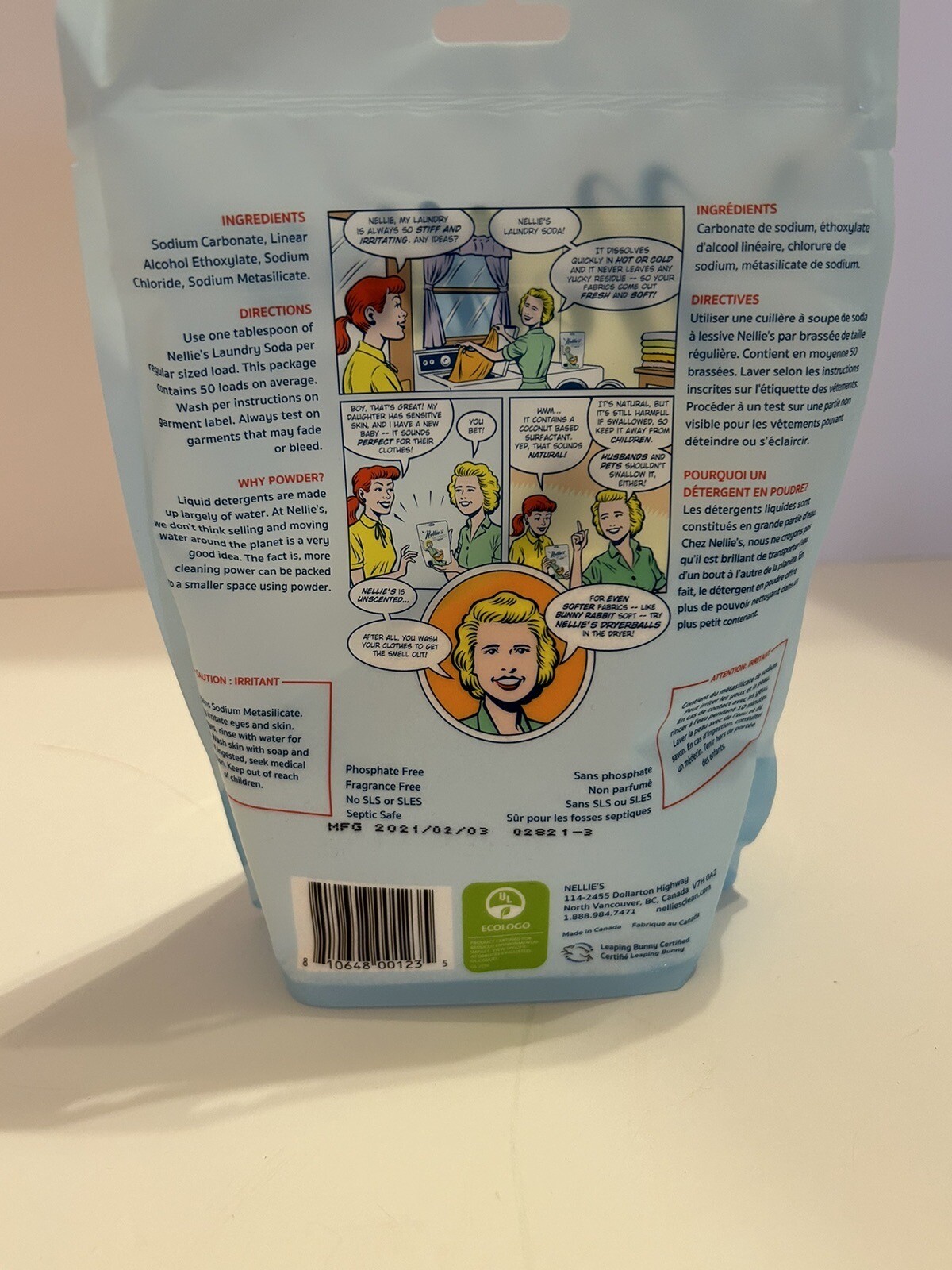 Nellie’s All Natural Laundry Soda 50 Loads 1.6 lbs Brand New