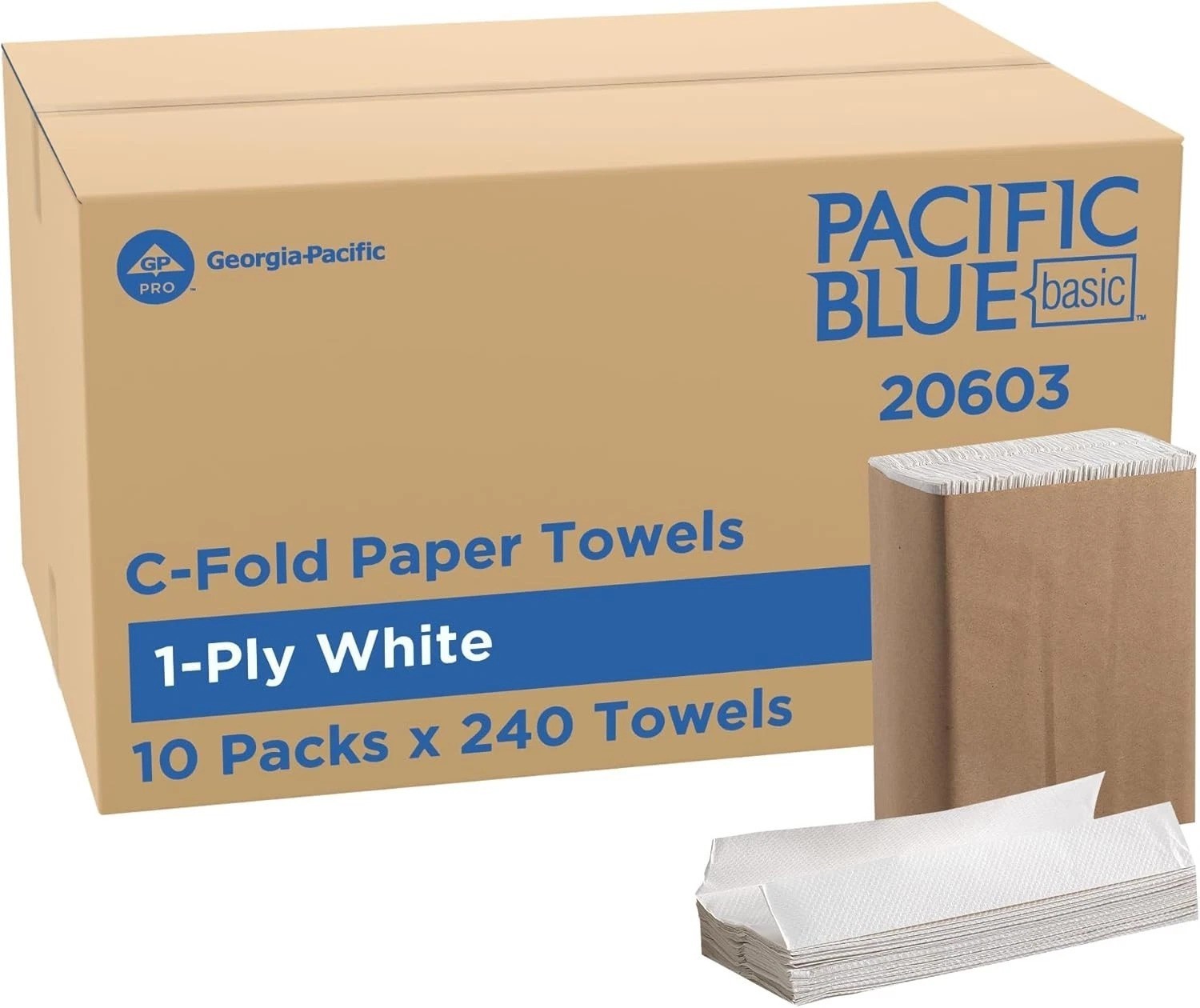 Pacific Blue Basic C-Fold Towels, 240 Count, 10 Packs, 20603