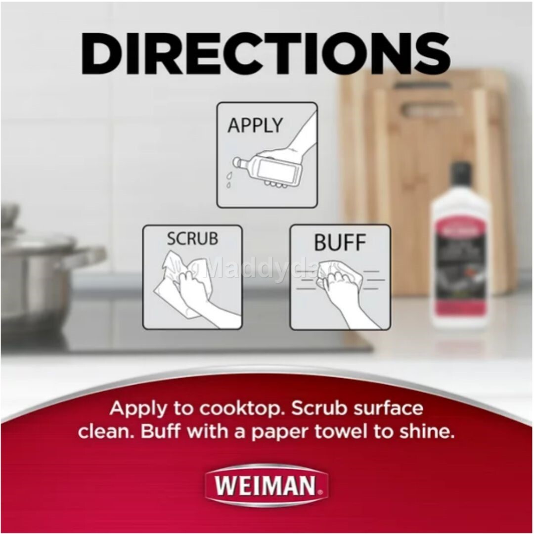 Weiman Glass Stove Top Complete Cleaning Kit Cleaner Scrubber & Scraper Included