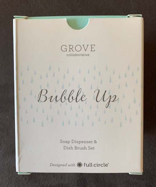 Grove Collaborative White Bubble Up Soap Dispenser & Dish Brush Set Brand New