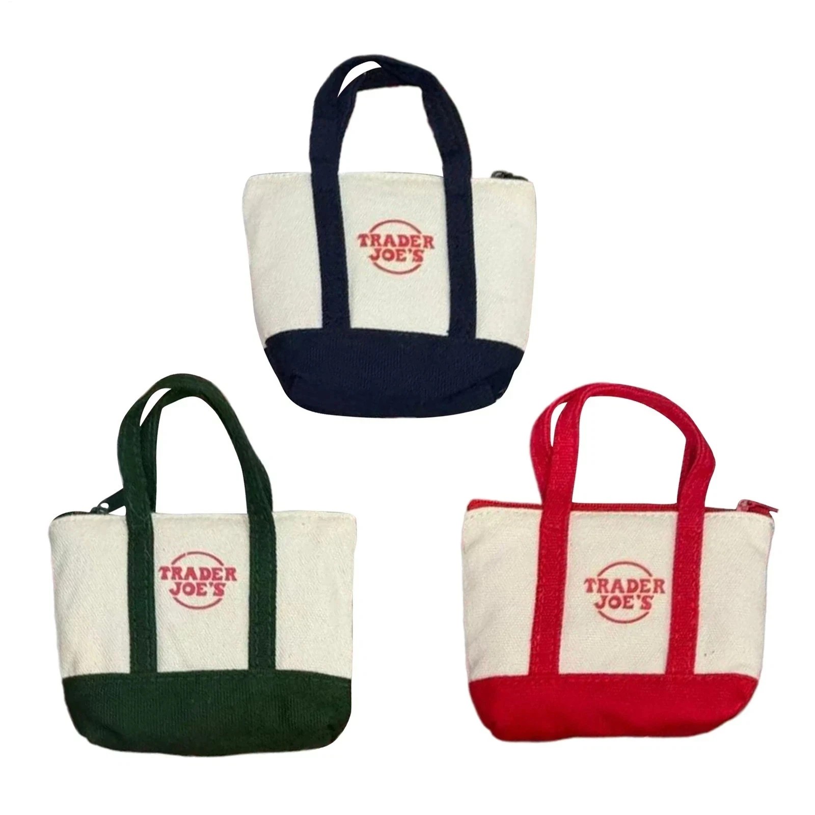 3X Trader Joe’s Mini Canvas Micro Tote With Storage Bag Christmas Limited Gift
