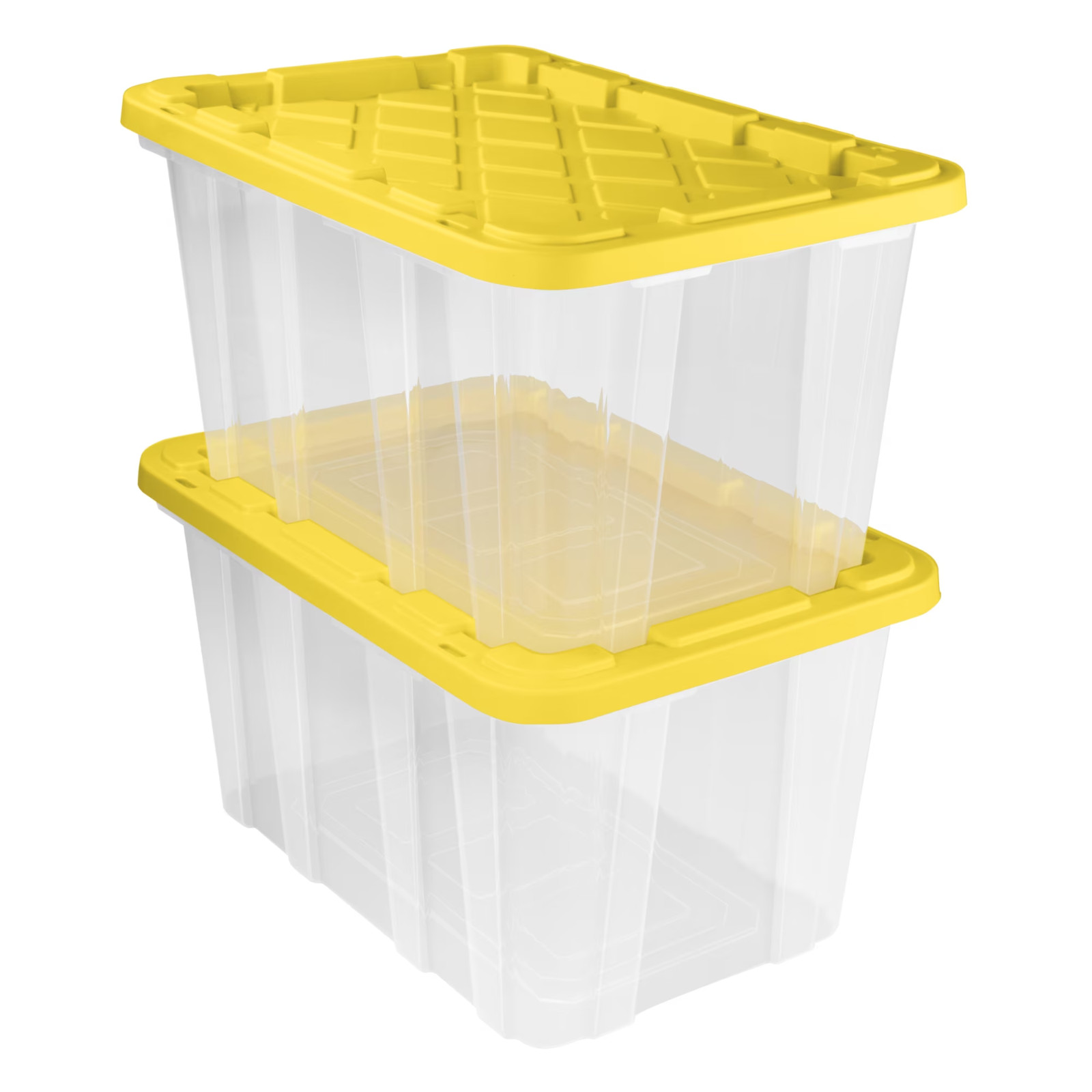 4 Pack Sterilite 27 Gallon Clear Storage Tote Bin with Snap Lid Yellow – SALE