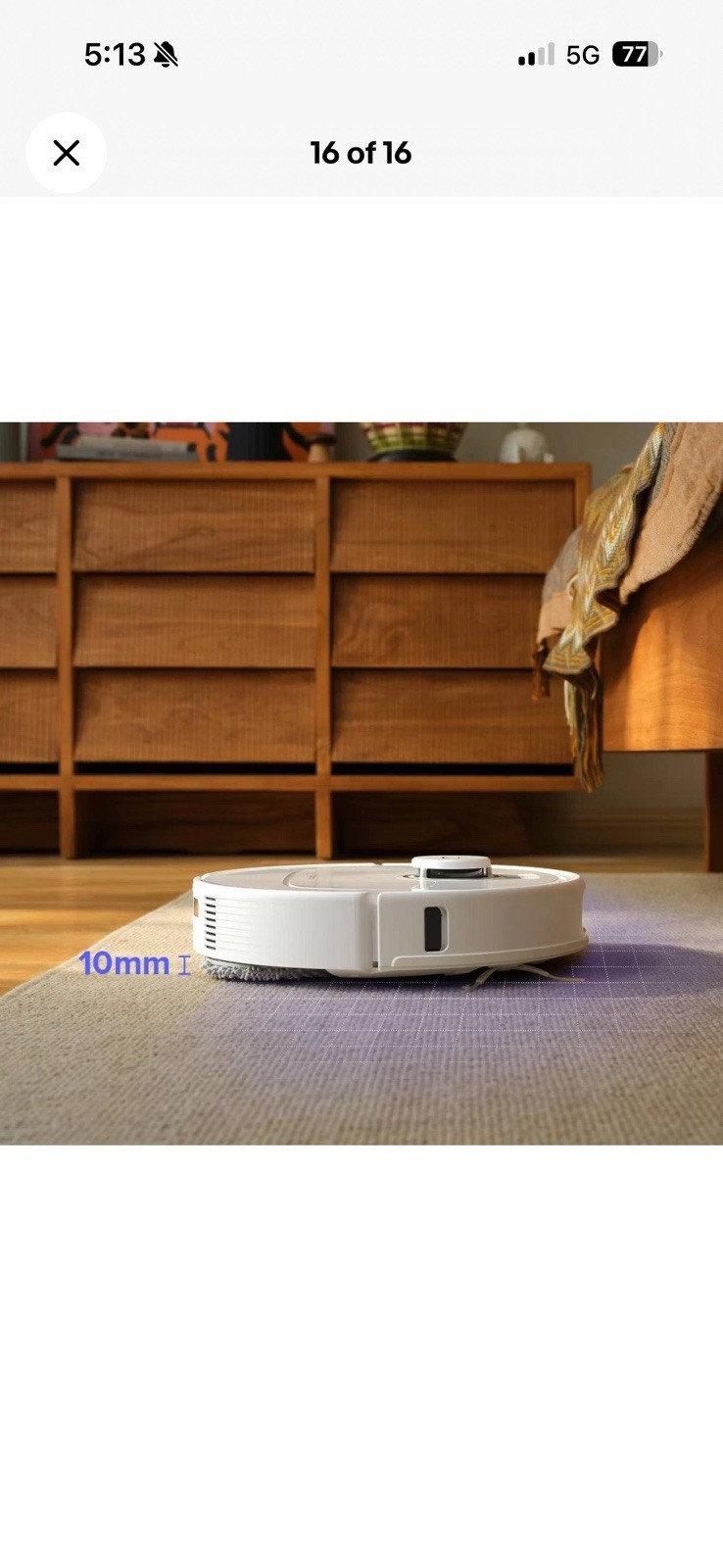 Roborock Qrevo Pro Cordless Robot Vacuum and Mop 6.5″ Cleaning Path White