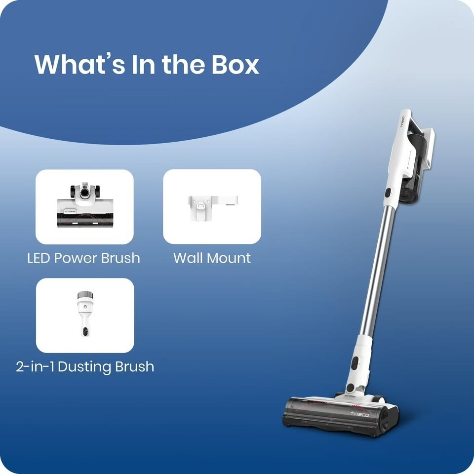 Tineco GO Slim 300W Cordless Stick Vacuum 40 Min Run Time, Removeable Battery