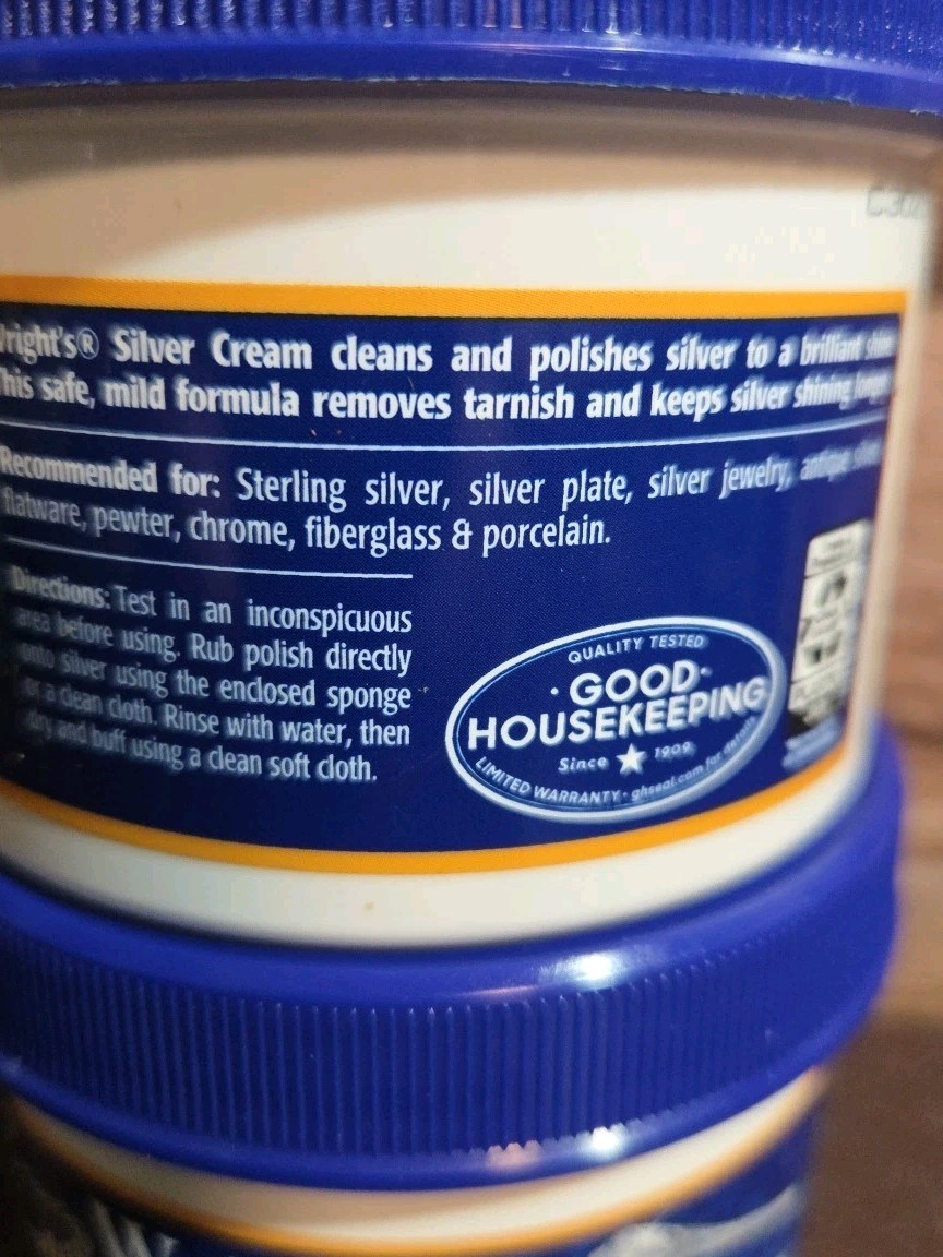 WRIGHT’S 8oz Jars ~SILVER CREAM~ Cleans/Shines/Restores! Two New Containers