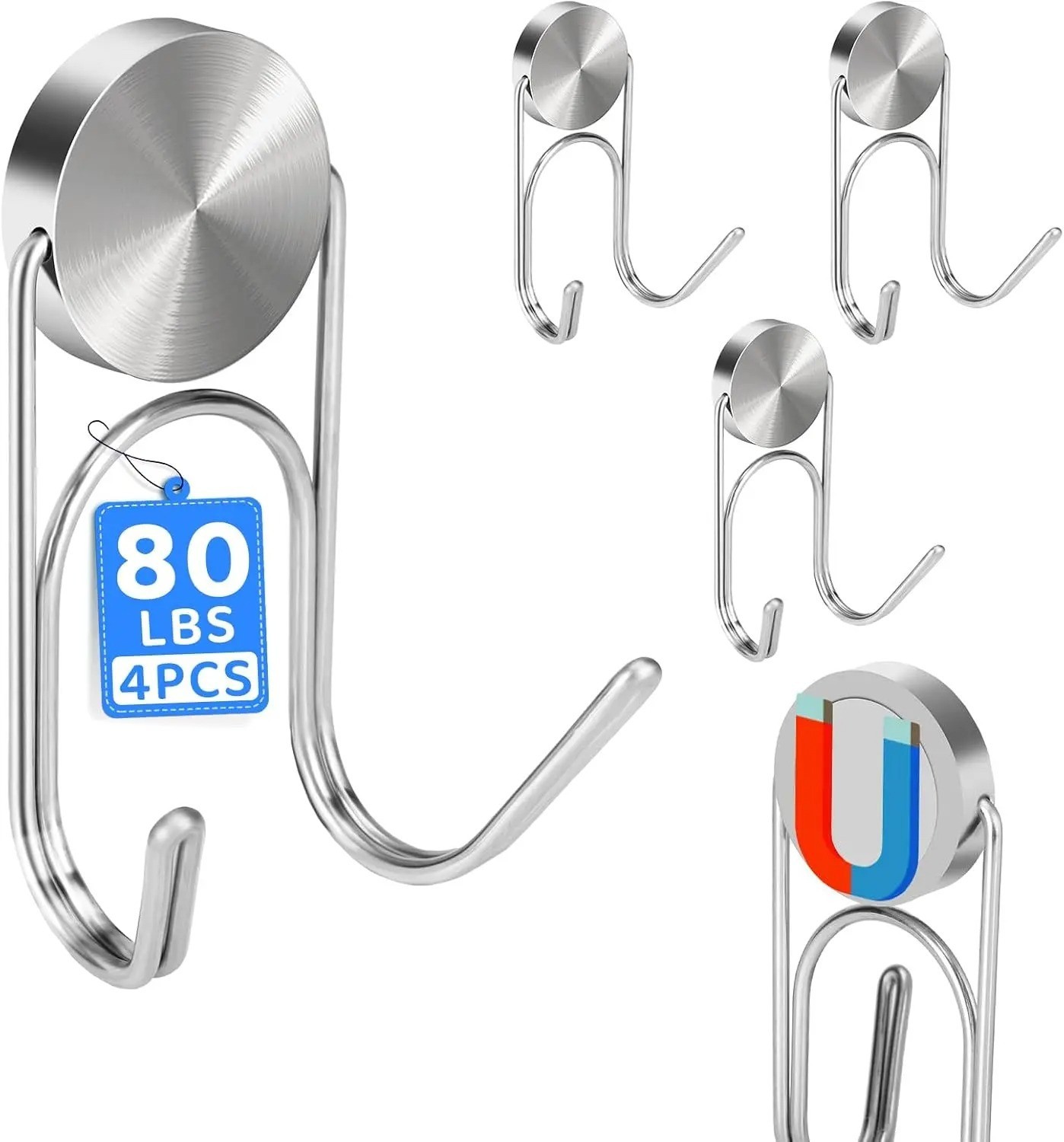 4 Pack 50LB Magnetic Hooks, Strong Cabin Ship Essentials Hook Heavy Duty Refrige