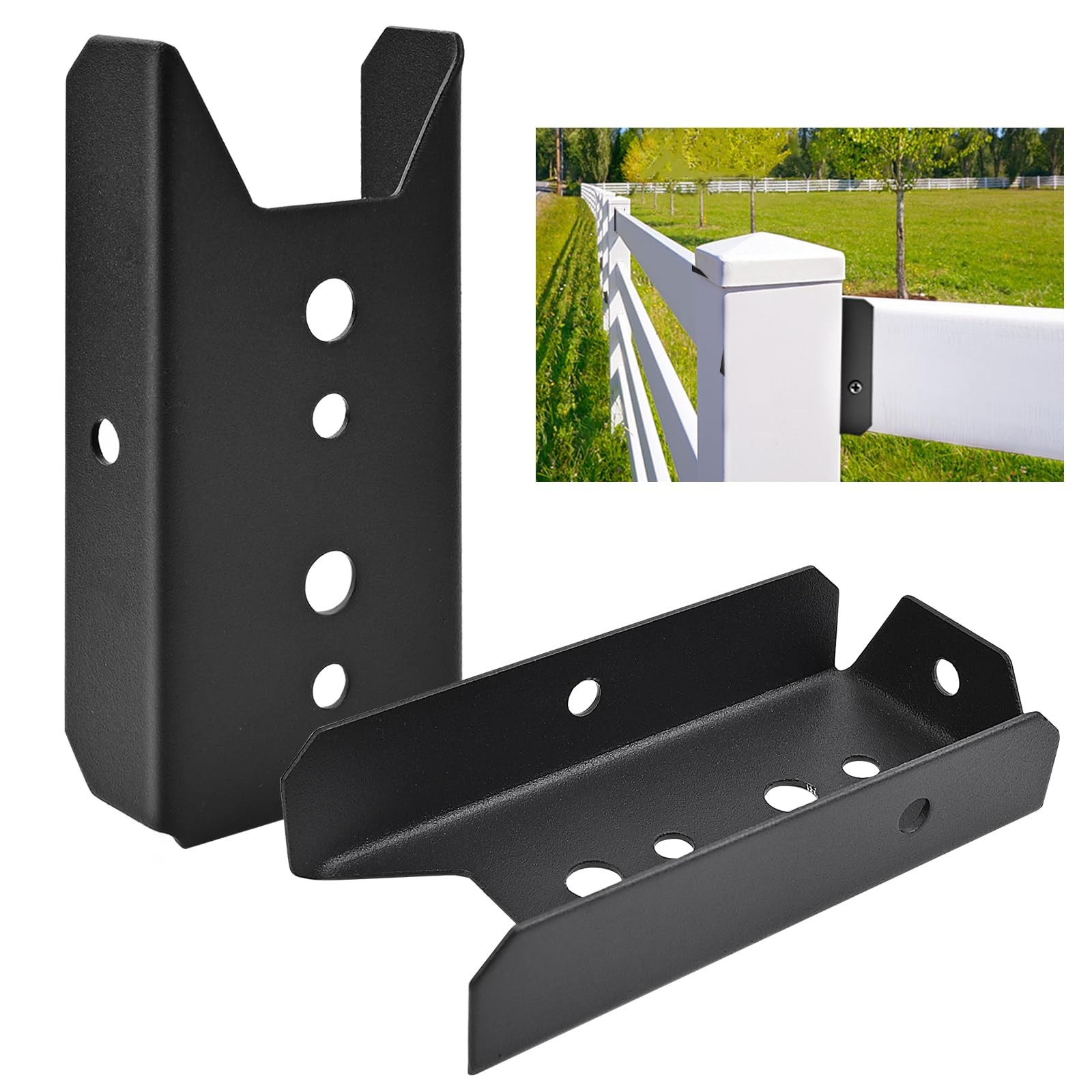 50 Pack 2X4 Brackets for Wood Rail, Black Deck Railing Brackets Connectors for 2