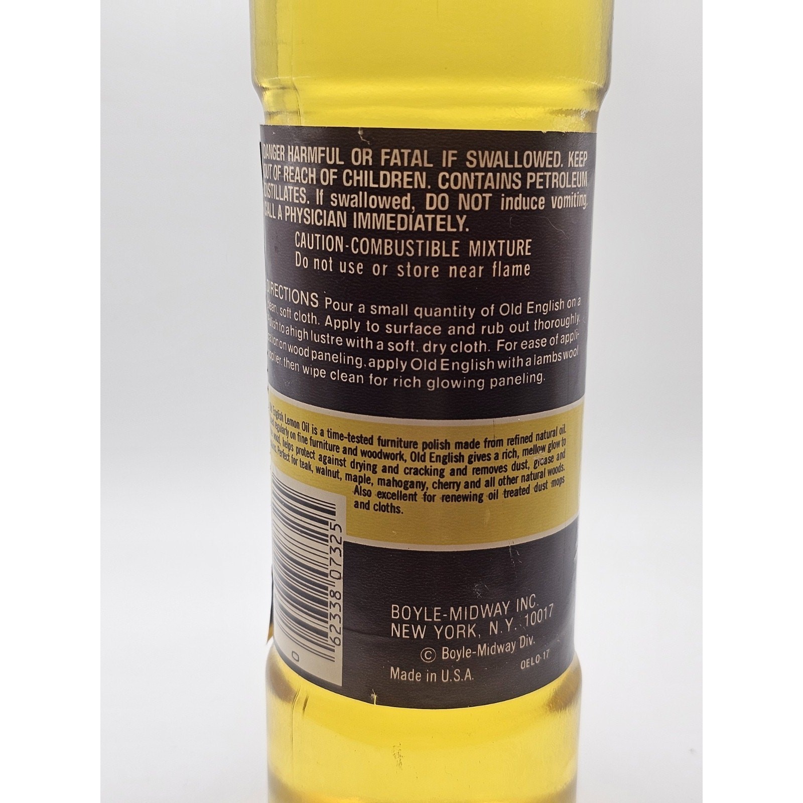 Old English Lemon Oil Furniture Polish FULL 16 Oz GLASS Bottle Vtg NOS PROP