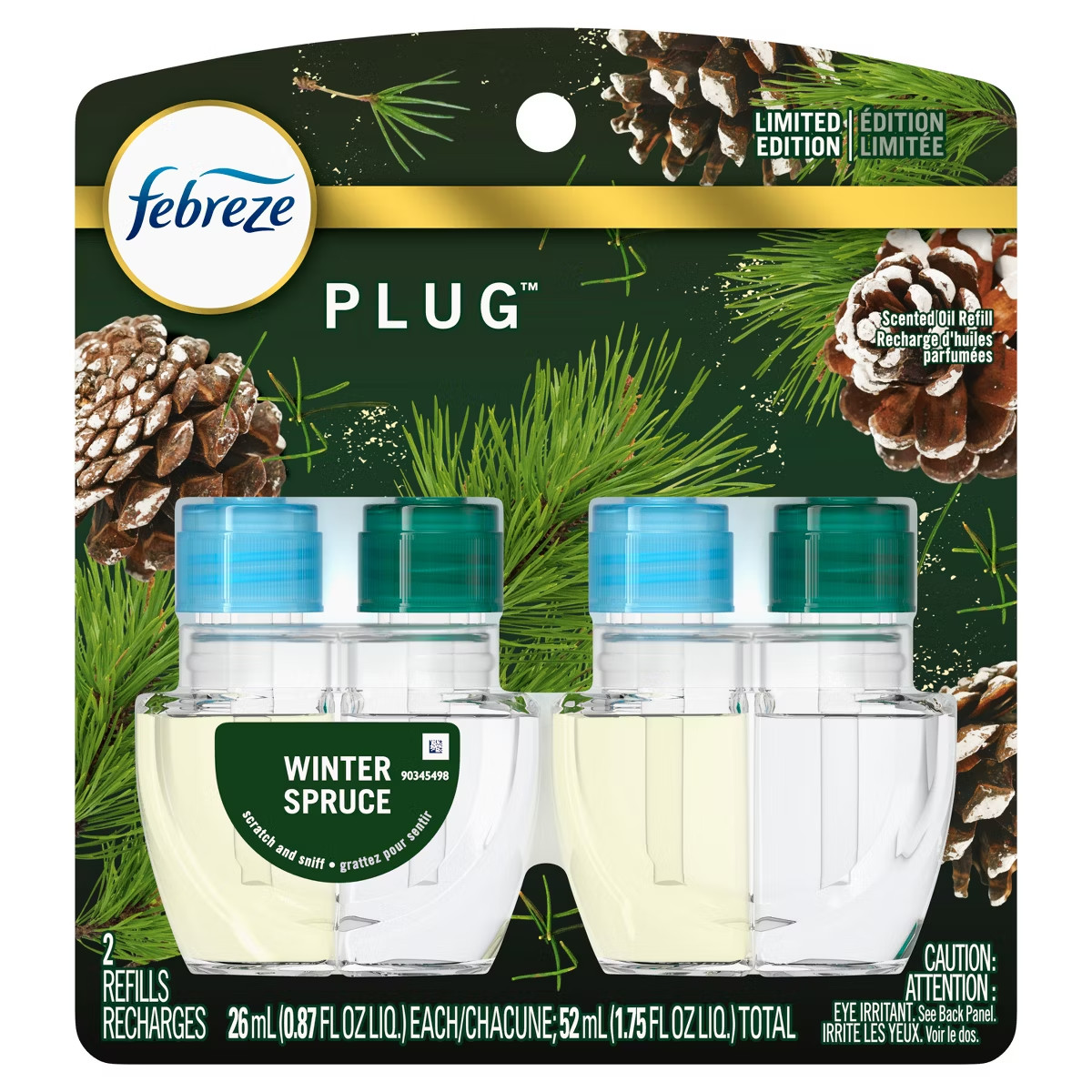 2 Count Febreze Plug Scented Oil Refills – White Pine & Juniper Berry Fragrance