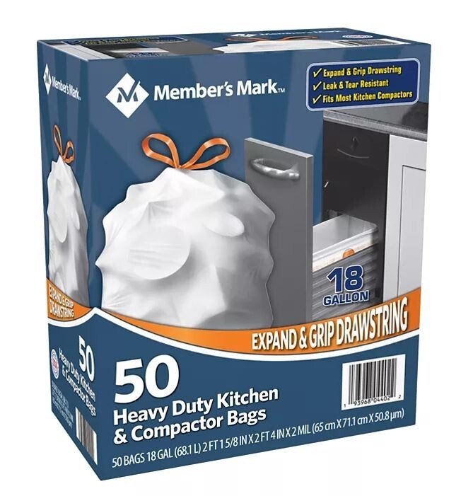 Member’s Mark Heavy Duty Kitchen and Compactor Bags 18 gallon 50 ct