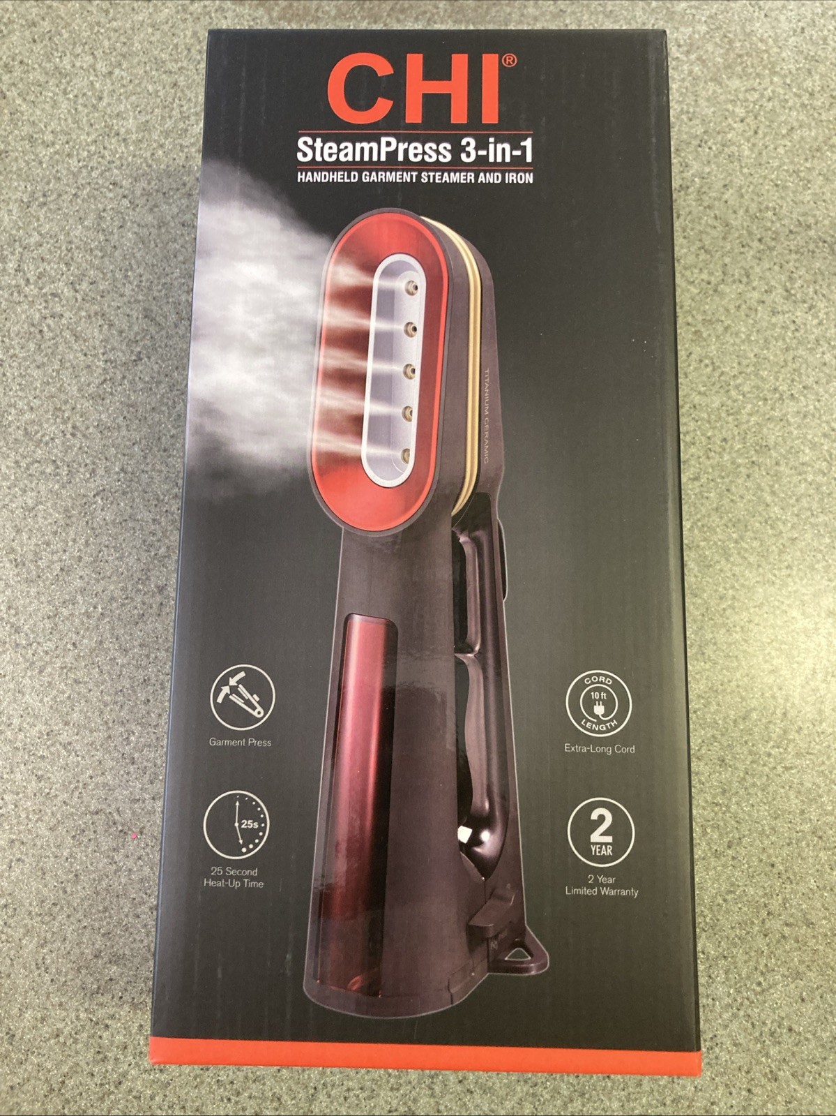 CHI SteamPress 11600 3-in-1 Handheld Garment Steamer 1500 W New