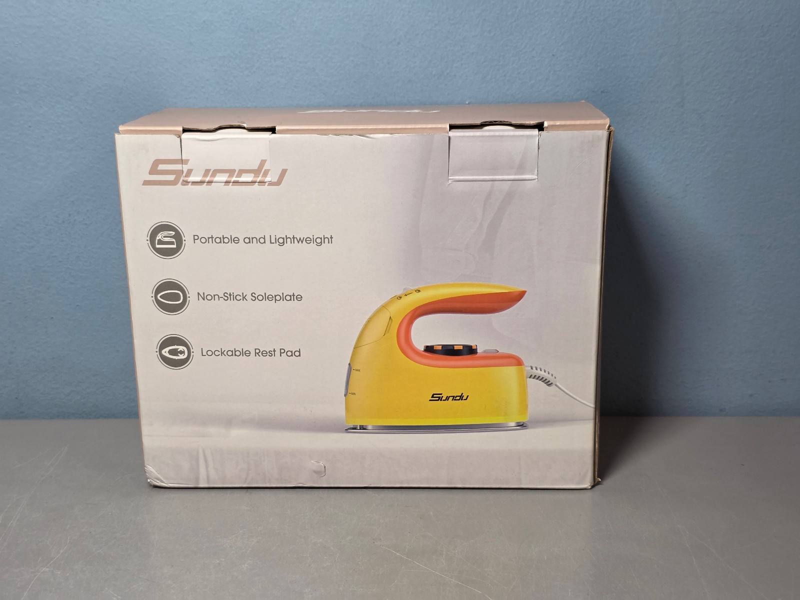 Sundu 1000W Portable & Lightweight Steam Iron w/ Lockable Rest Pad in Yellow