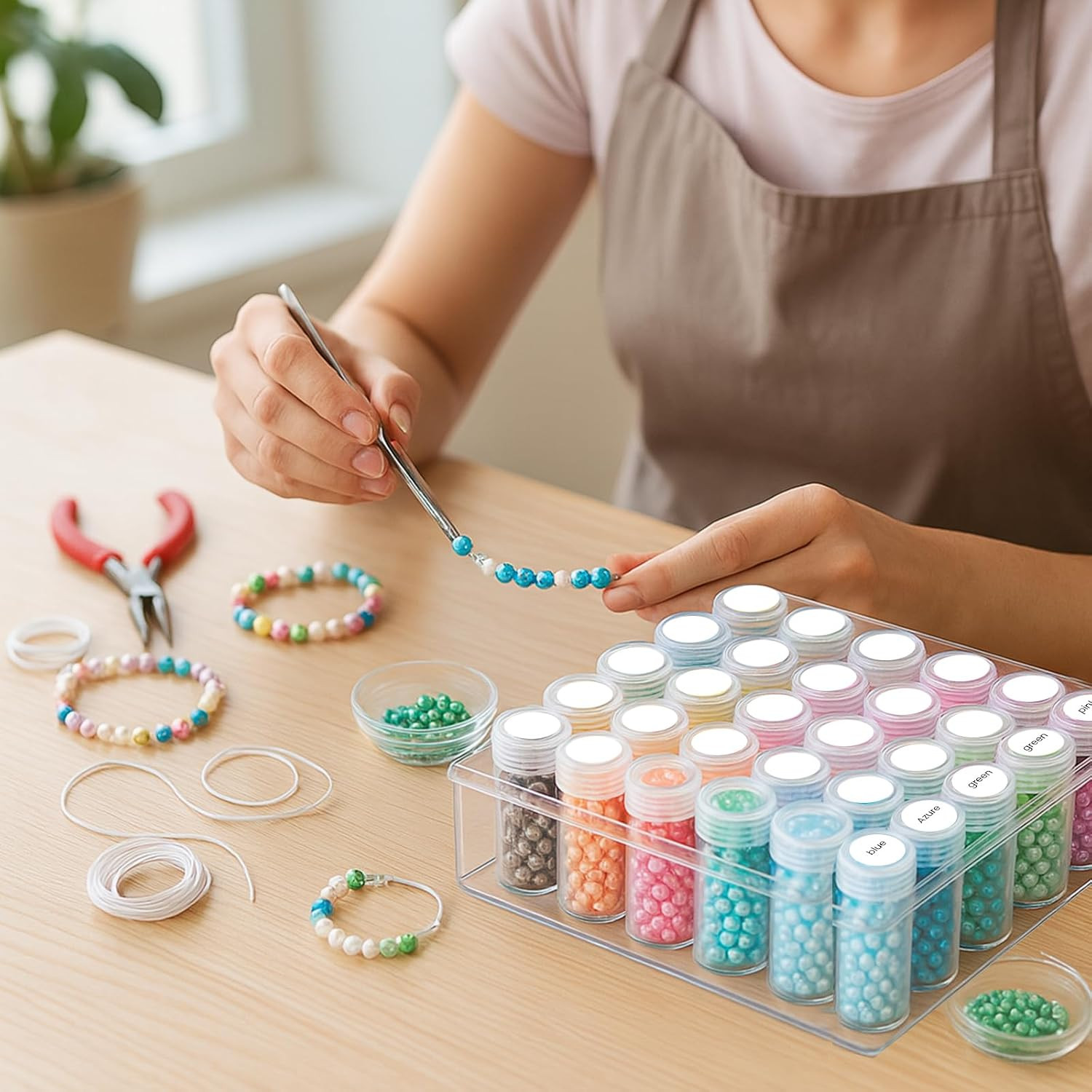 Embroidery Diamond Storage Box, 30PCS Big Clear Plastic Bead Containers with Sil