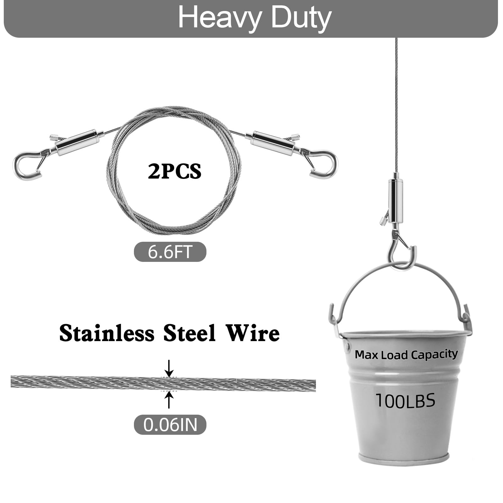 Picture Hanging Wire Adjustable Heavy Duty Mirror Frame Cable 100lb 6.6ft 2 …