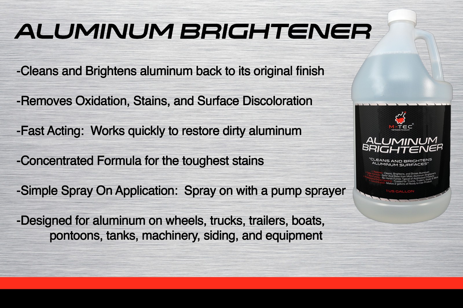 M-Tec Aluminum Brightener Concentrate, Heavy-Duty Aluminum Cleaner – 1 Gallon