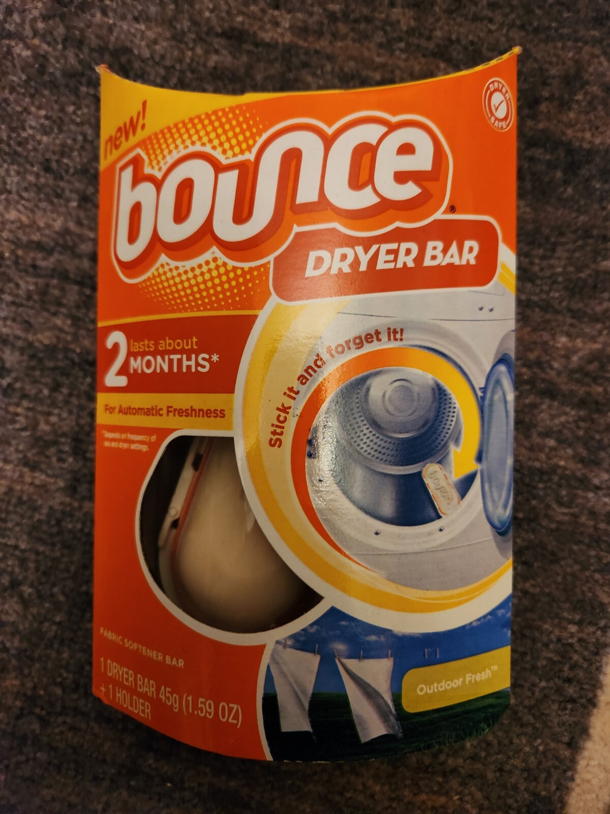 Bounce Dryer Bar 2 Month Outdoor Fresh Scent Fabric Softener NEW 1 Bar & Holder