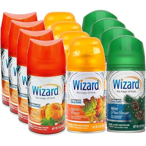 WIZARD Automatic Spray Refills 5oz Air Freshener Refill Cans Pack of 3ct or 6ct