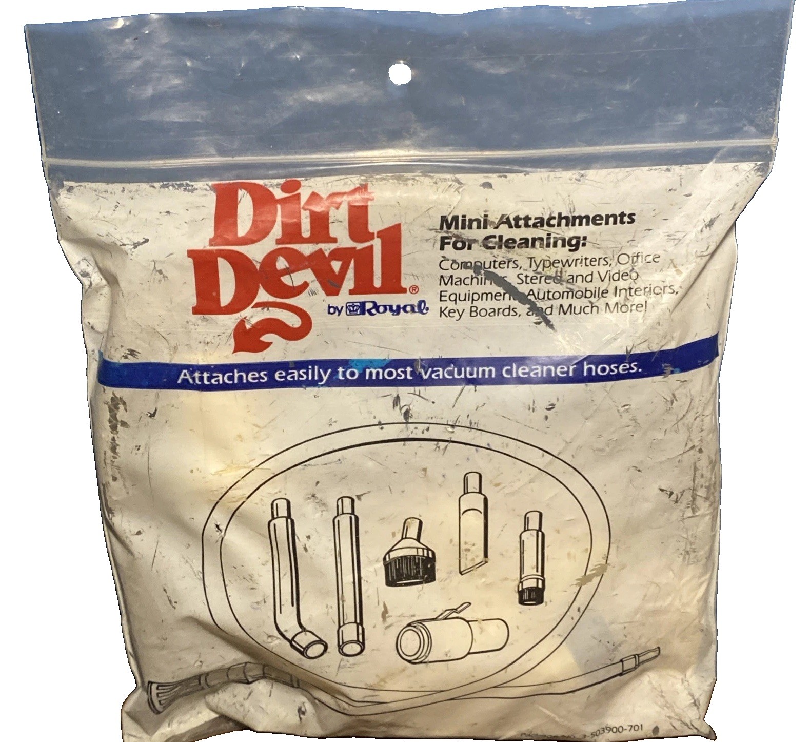 VINTAGE Dirt Devil Mini Attachment Parts 7 Pc Set Cleaning Vacuum Kit Royal, NOS