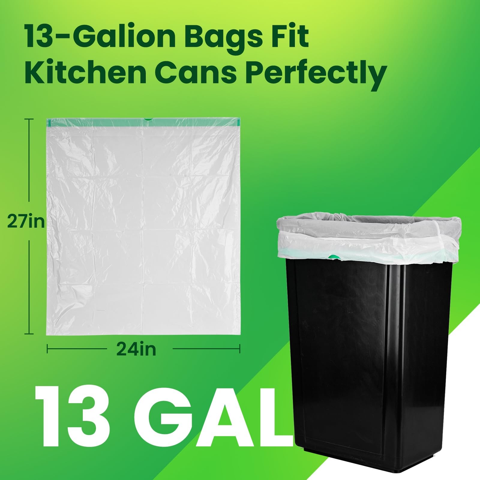 Large Trash Bag 13 Gallon Tall Drawstring 100% Post-Consumer Recycled Garbage…