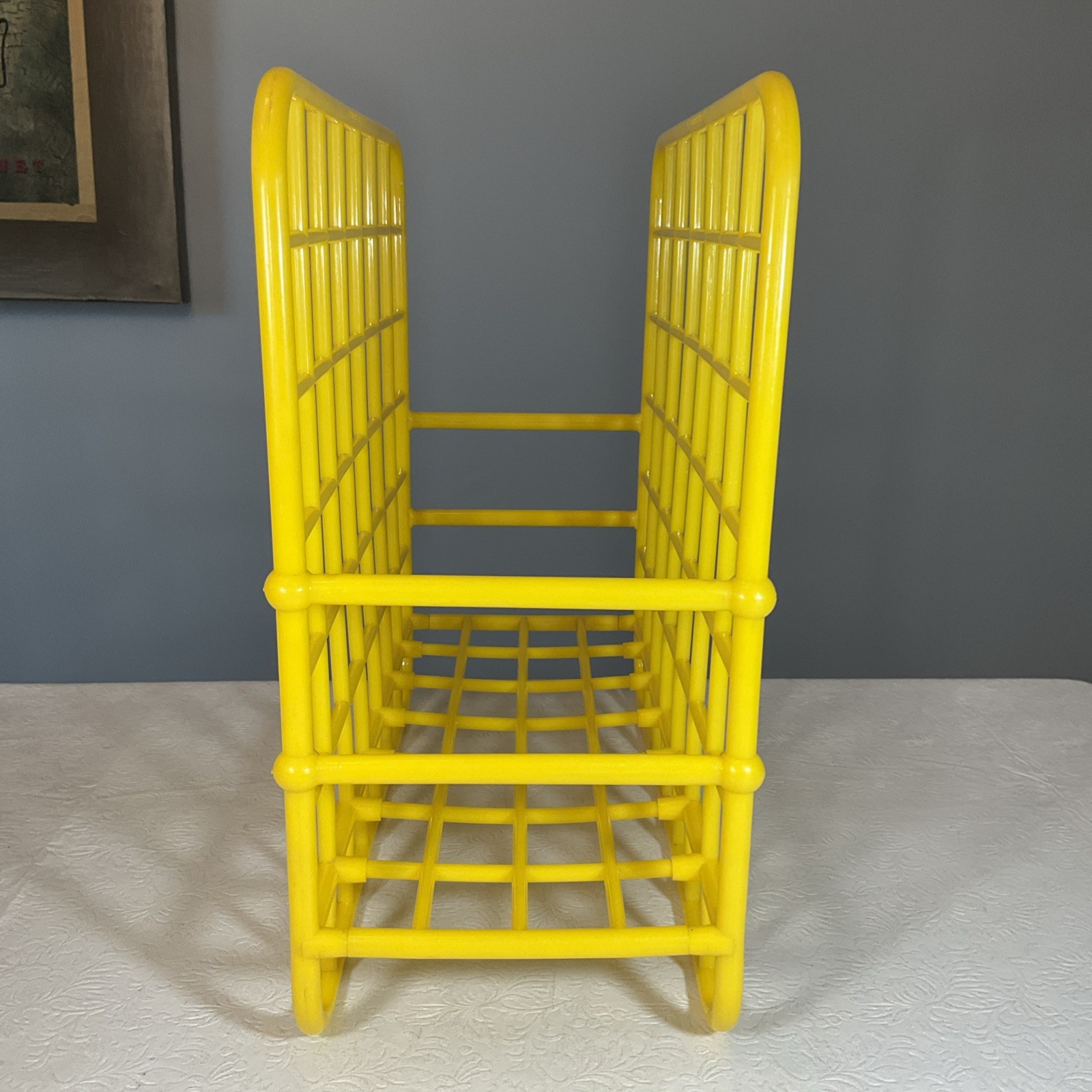 Vtg 1982 Yaffa Yellow Plastic Grid LP Record Magazine Rack Holder 80s Organizer