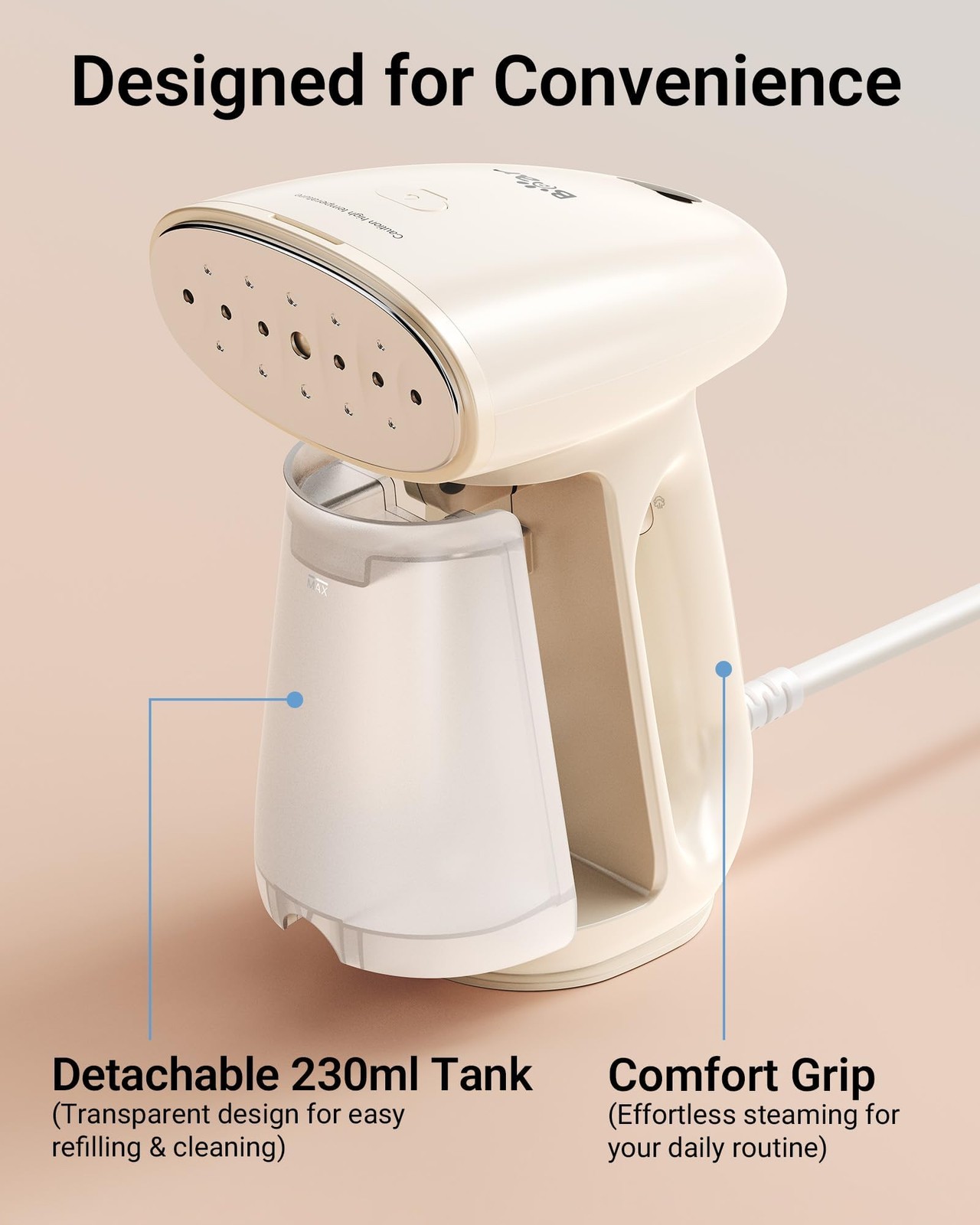 Steamer for Clothes, 1300W 25s HeatUp Clothes Steamer with 230ml Tank
