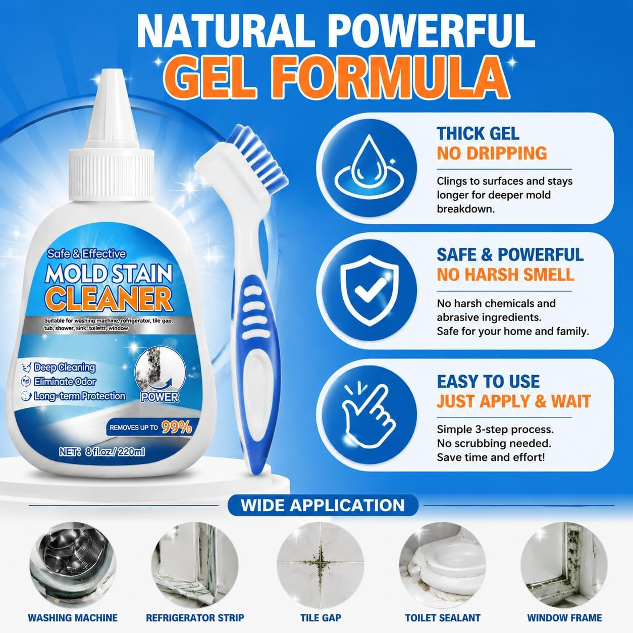 Household Stain Cleaner Washing Machine Cleaner for Washer Seal | Reaches Crevic