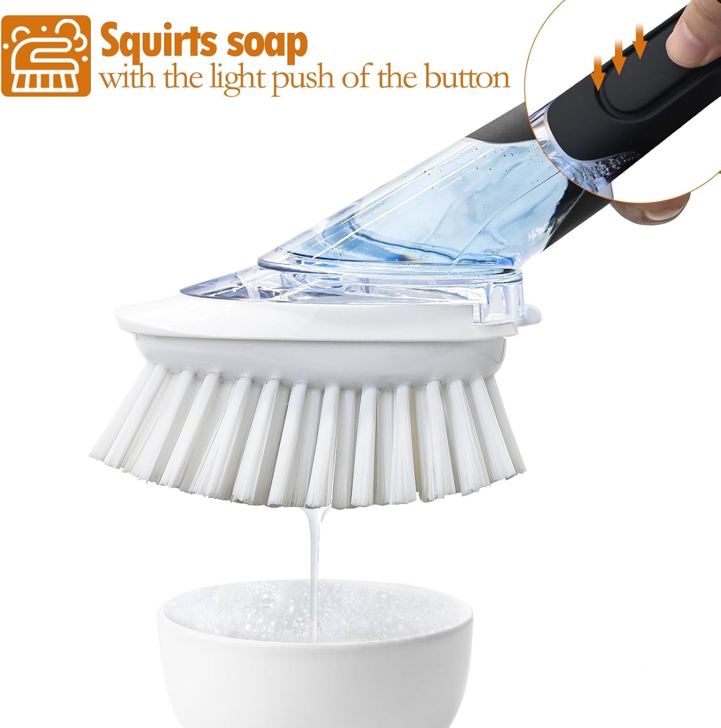 Soap Dispensing Replacement Dish Brush Storage Set with 2 PCS Brush Refills &…