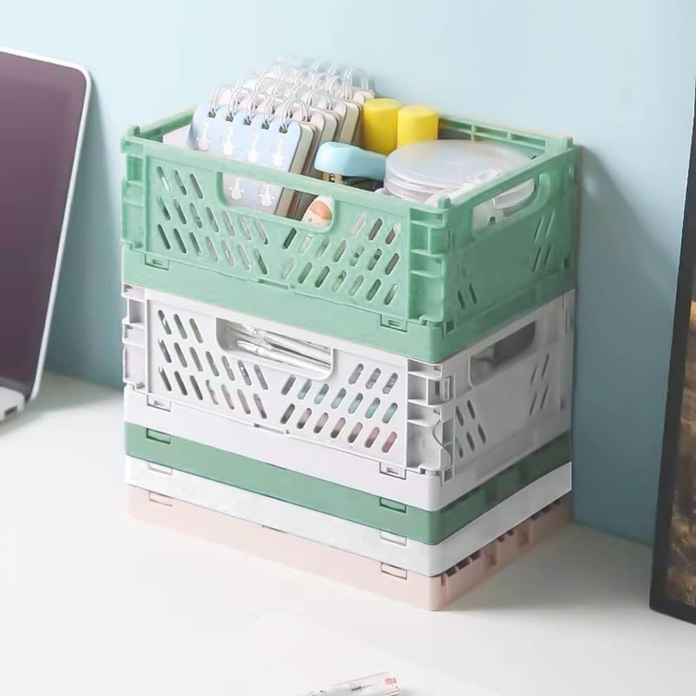 Collapsible Storage Baskets 3 Pack Foldable Plastic Organizer Bin Stackable