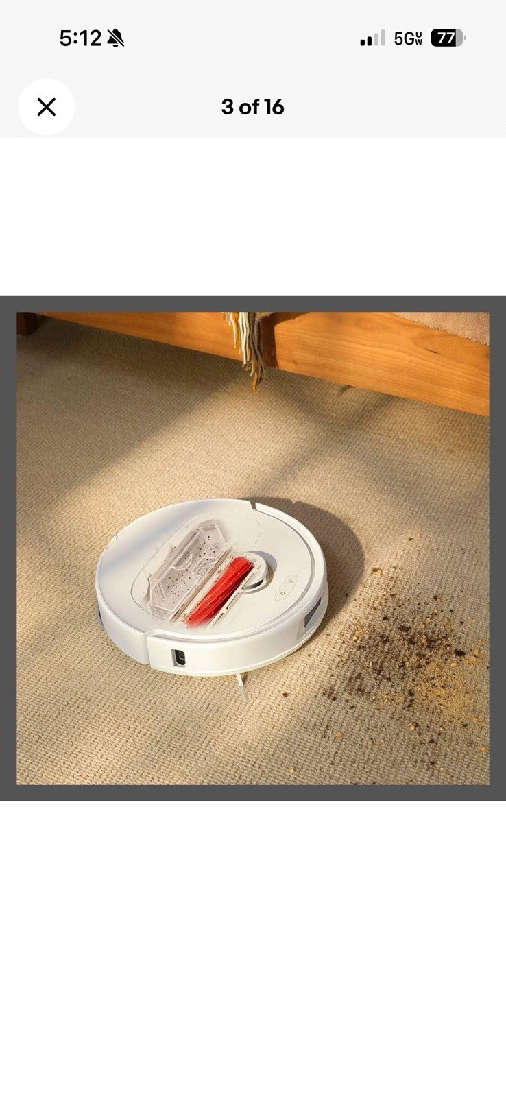 Roborock Qrevo Pro Cordless Robot Vacuum and Mop 6.5″ Cleaning Path White