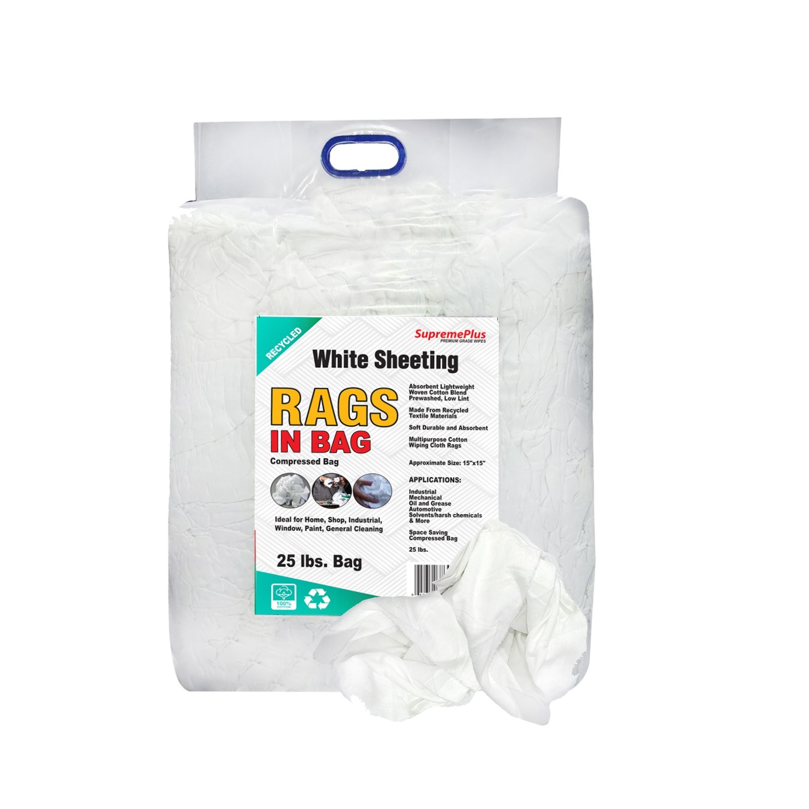 White Sheeting Rags – Bulk Industrial Cleaning Wipers 600 LB Pallet – BAGS