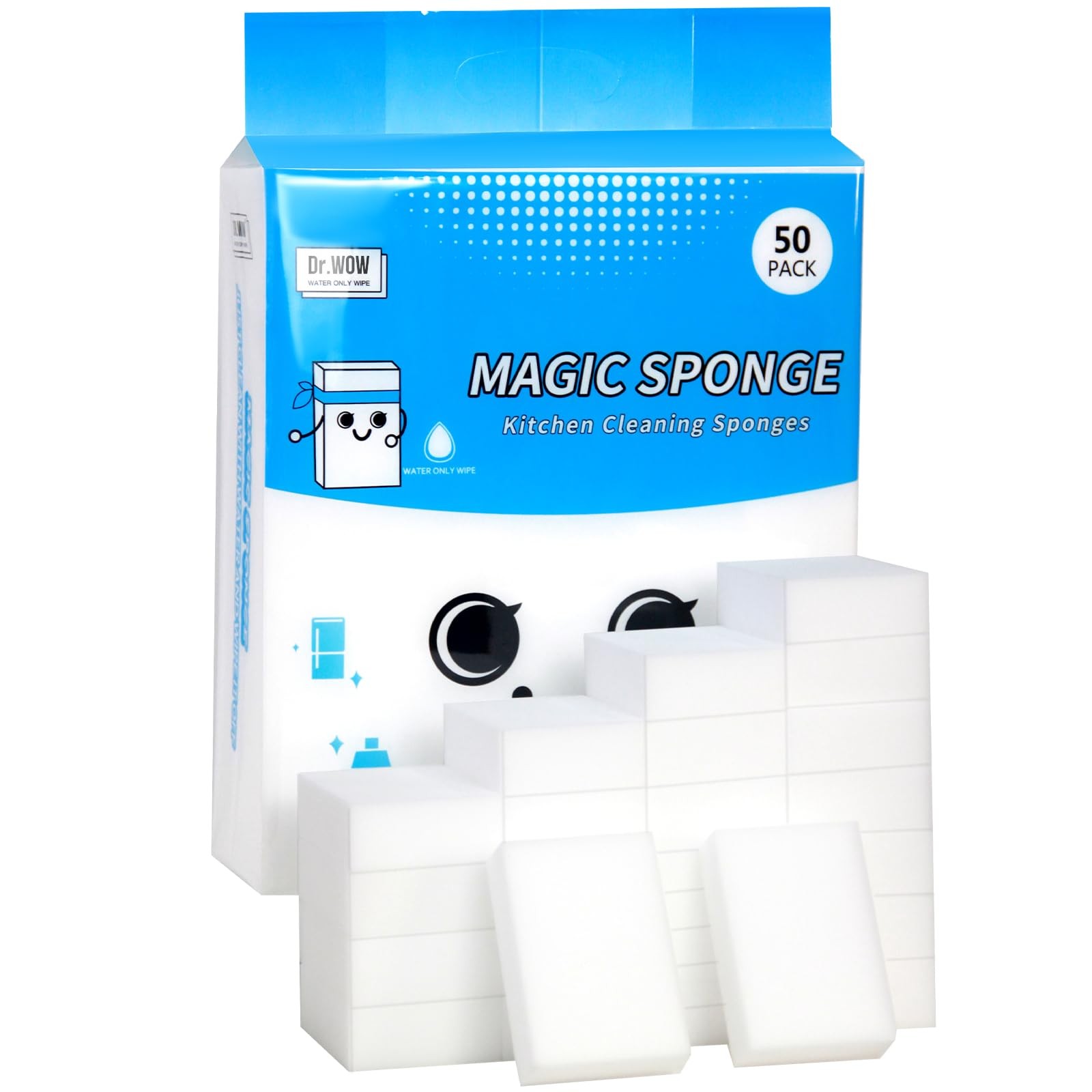 Extra-Thick Melamine Sponge Erasers, 3.94 x 2.76 x 1.18 in, 50 Count