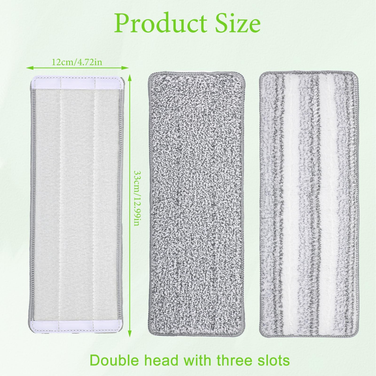 3 Pack Flat Mop Pad, 13″ X 4.7″ Microfiber Reusable Mop Pads Washable Mopping…