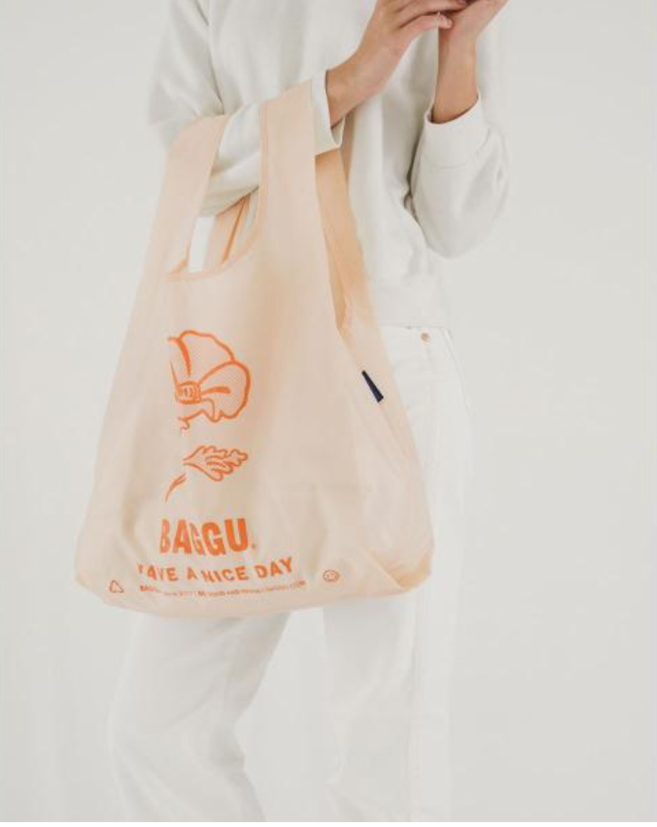 HTF NWT BAGGU THANK YOU POPPY HAVE A NICE DAY STANDARD REUSABLE TOTE BAG PEACH