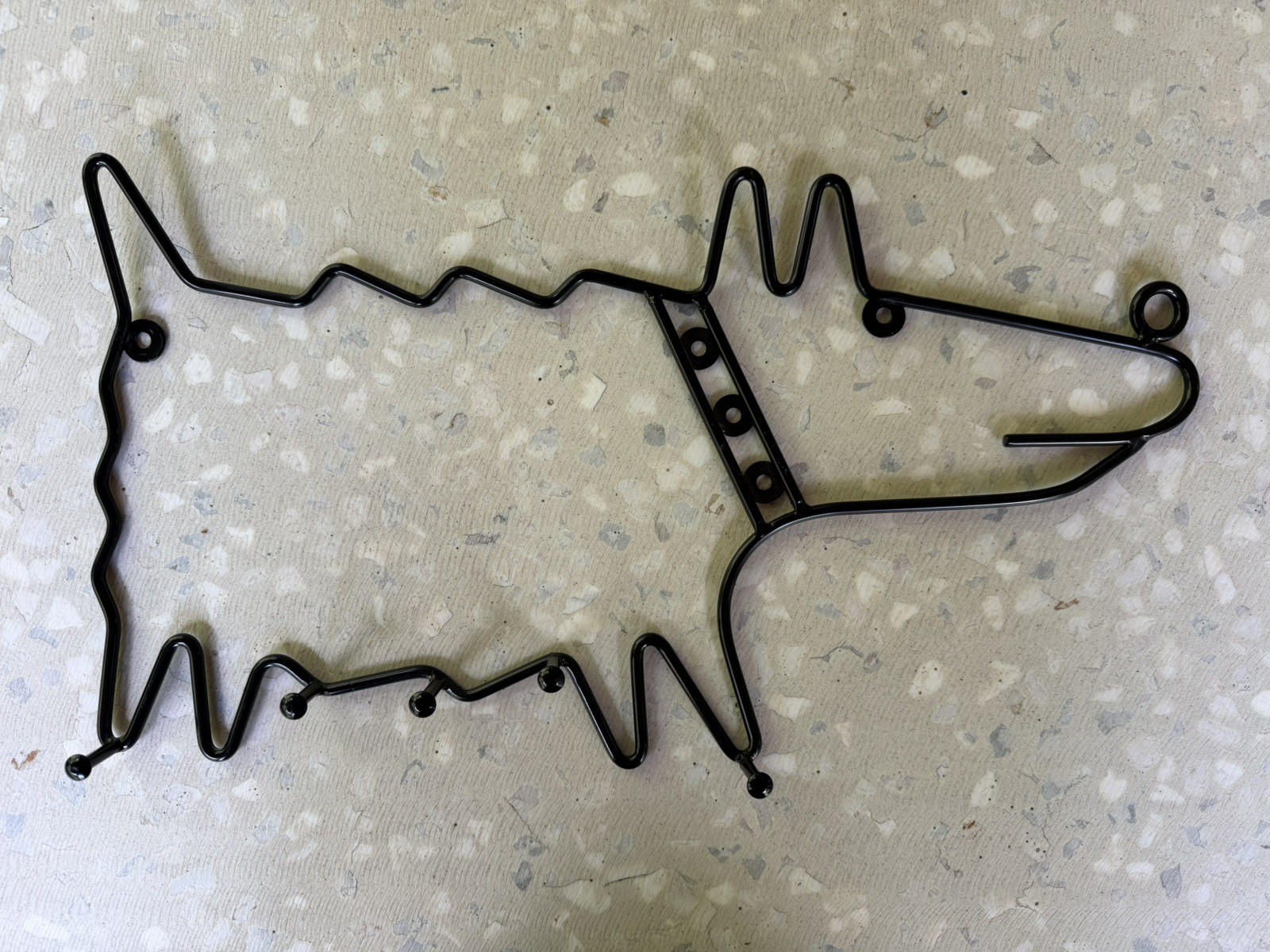 1990s IKEA Black Dog Wall Hook Metal Coat Key Rack Minimalist