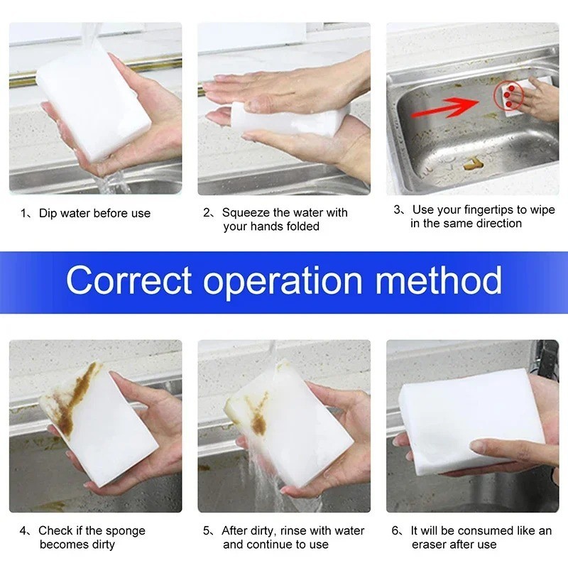Magic Sponge Eraser Melamine Cleaning Pad Kitchen Office Home Sponge