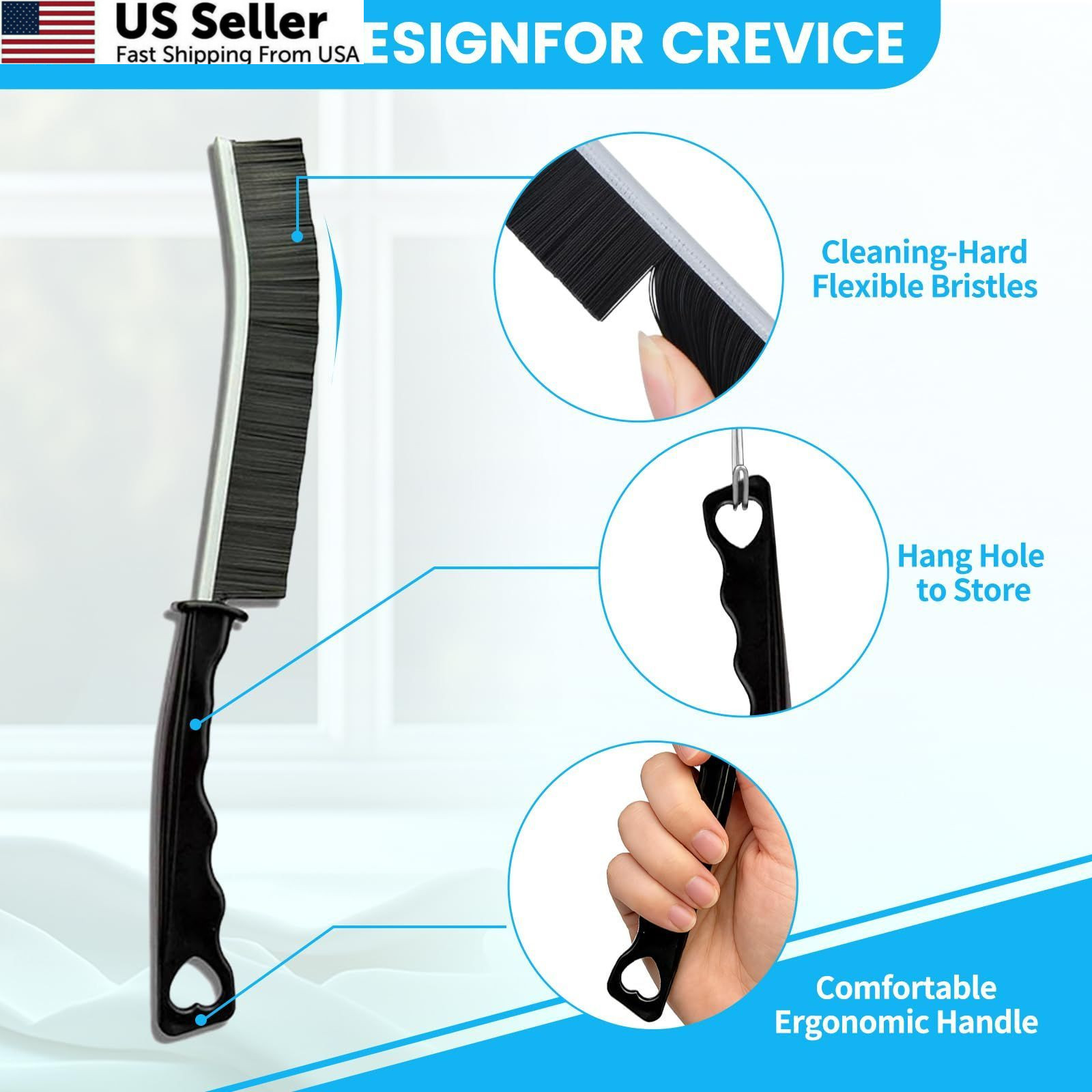 16Pcs Crevice Cleaning Brush Set, Hard Bristle 7 x 1.2 x 10.3 inches, 16 Pcs