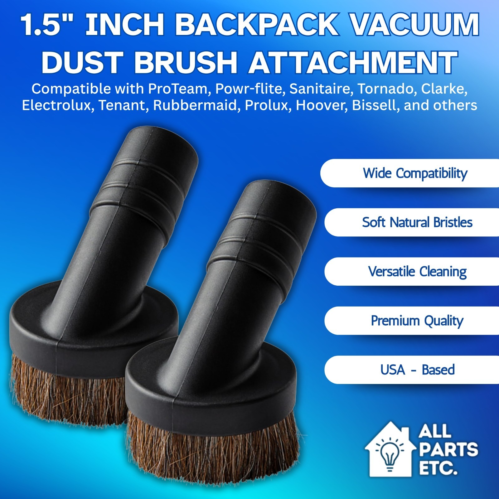 1.5″ Backpack Vacuum Dust Brush Attachment Fits with ProTeam, Powr-flite, others